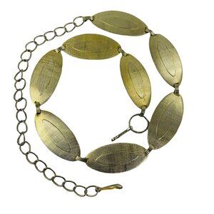 Vintage Chain Belly Band Belt Necklace Gold Tone Metal Oval Shaped Links u